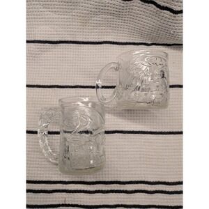 Vintage 1995 McDonald's Batman Forever Glass Mug Set Batman & Riddler Embossed